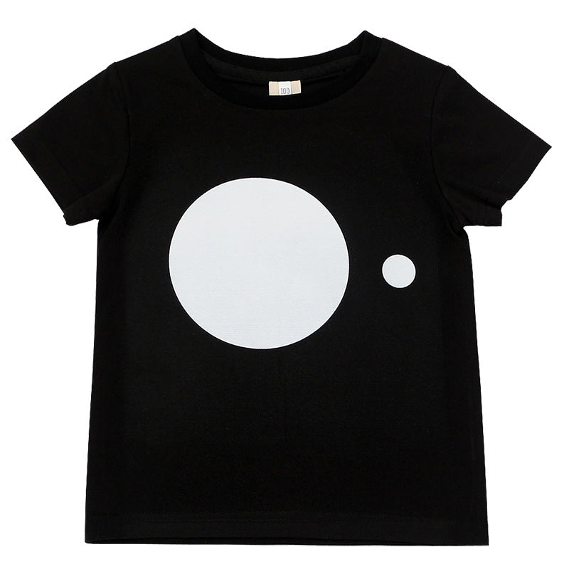 Black And White Short-Sleeved T-Shirts For Boys And Girls